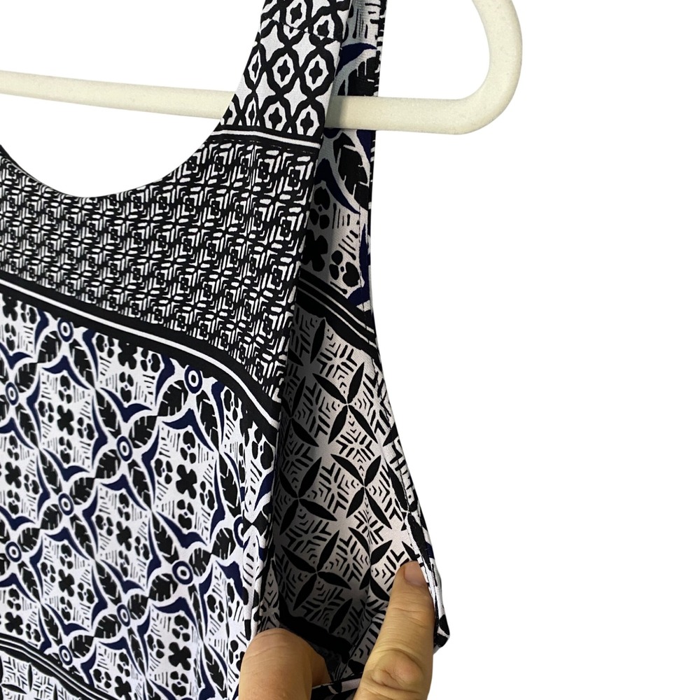 Tommy Bahama Womens Black White Geometric Tile Print Sleeveless Maxi Dress L - Picture 8 of 10